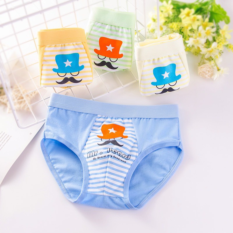 Sét 4 Chiếc Quần Sịp Tam giác Trẻ Em Cotton in hình 2-16T - Quần lót đùi bé trai có BigSize cho trẻ béo