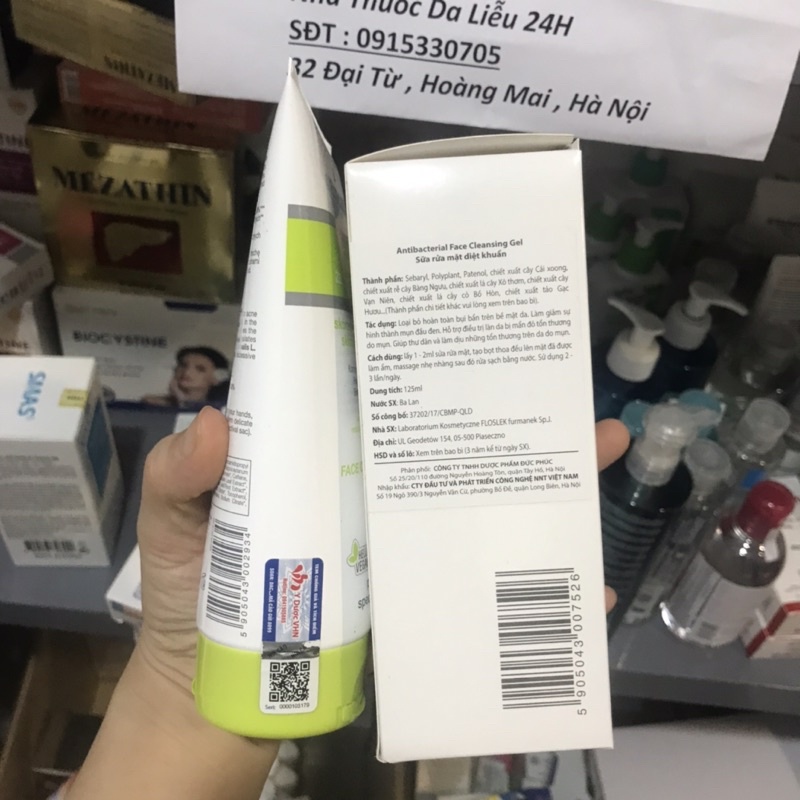 Floslek Sữa Rửa Mặt Dạng Gel Cho Da Nhờn Mụn Anti Acne Bacterial Face Cleansing Gel