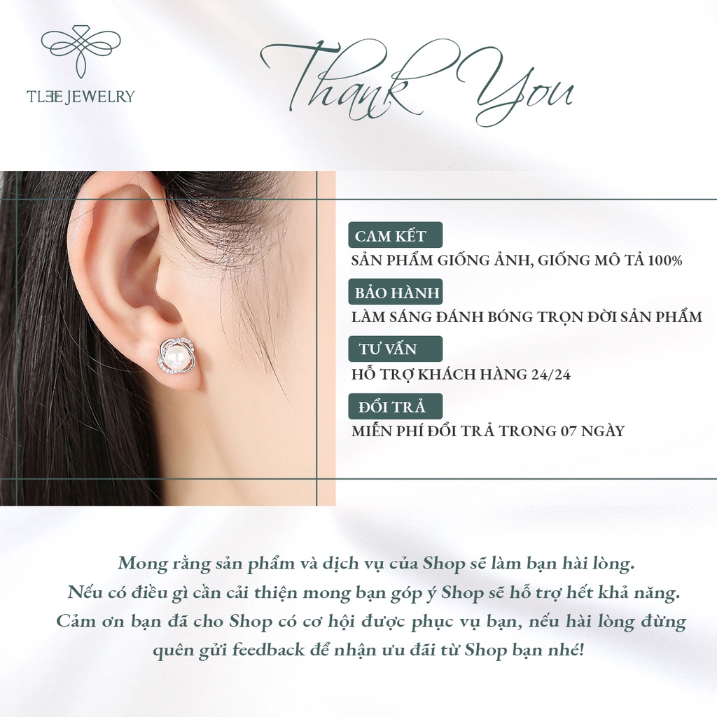 Khuyên tai bạc nữ TLEE hoa xoắn đính lấp lánh bạc cao cấp NCJ B0154