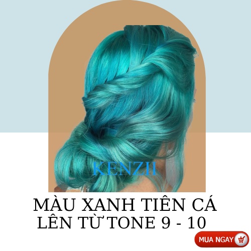 Thuốc Nhuộm Tóc Màu Xanh Tiên Cá  Tặng Trợ Nhuộm  Kenzii Lên Từ Tone 9 - 10 ( Thuốc Nhuộm Tóc Xanh )