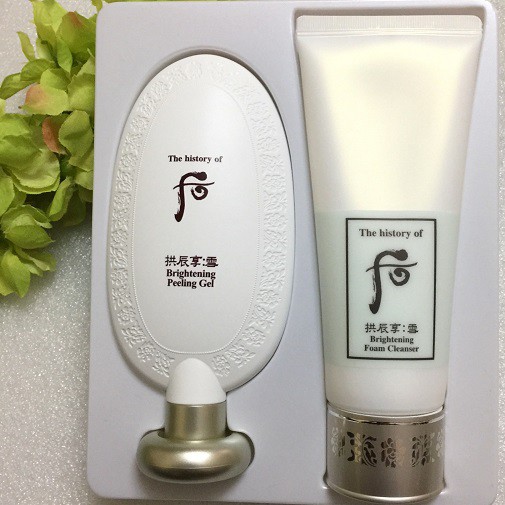 Ohui Set tẩy tế bào chết và sữa rửa mặt Whoo Brightening Peeling Gel làm trắng mịn da