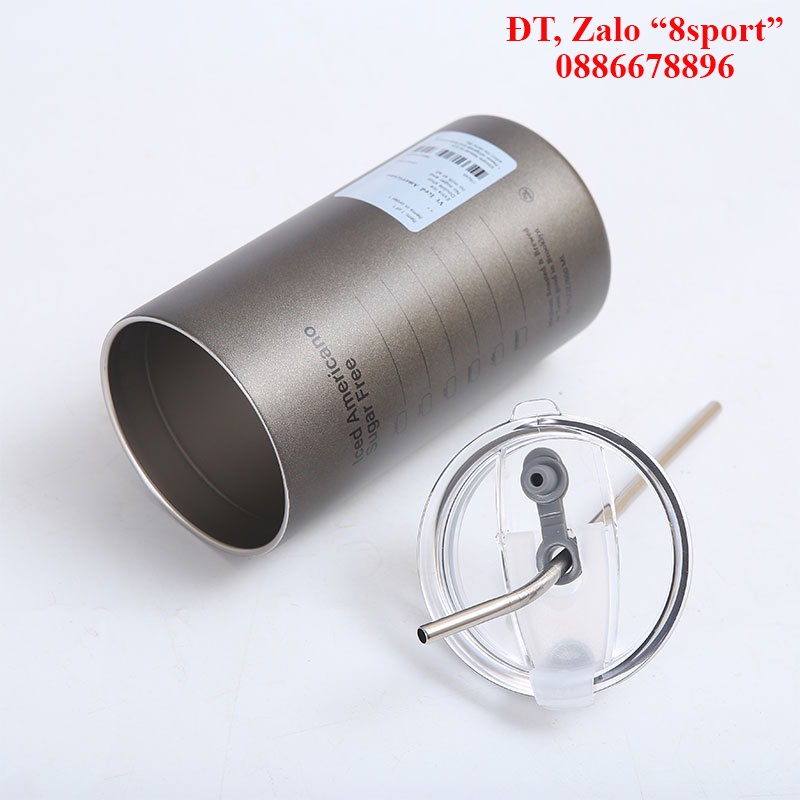 Cốc giữ nhiệt Inox cao cấp có ống hút, ly giữ nhiệt, bình nước văn phòng, thể thao 600ml