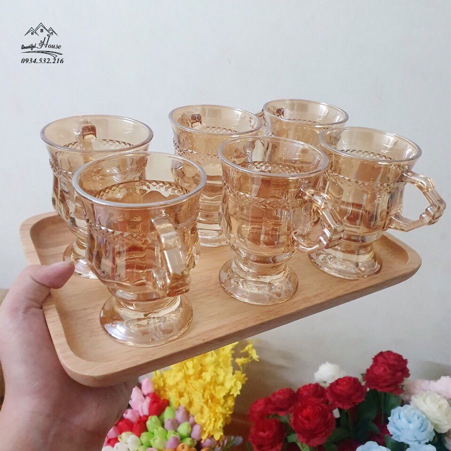 Cốc Thuỷ Tinh Vintage Độc Lạ Dễ Thương Phong Cách Châu Âu Uống Trà Cà Phê Ly Có Quai