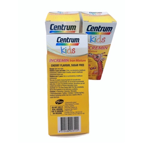 Siro Centrum Kids Incremin Iron Mixture Úc (200ml), Siro hươu cao cổ giúp ăn ngon, hấp thu tốt hơn cho bé từ 6M+