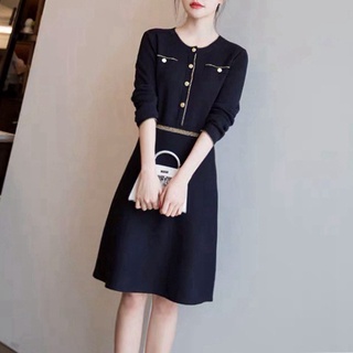 Đầm Len Dệt Kim Dáng Ôm Phong Cách Pháp Thời Trang Mùa Thu Mới Cho Nữ