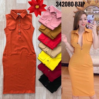 Đầm thun sát nách cổ bẻ phom ôm