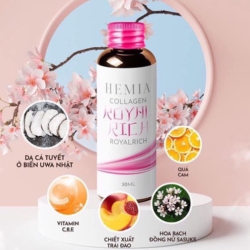 Collagen Royal Rich Hemia 1 hộp 10 lọ 30ml Cung cấp bổ sung collagen , trẻ hóa da, tăng sinh nội tiết tố hỗ trợ sức khoẻ