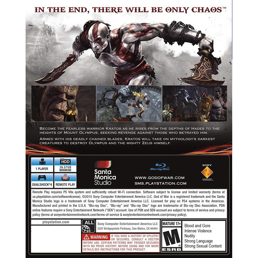 [PS4-US] Trò chơi God of War 3 Remastered - PlayStation 4