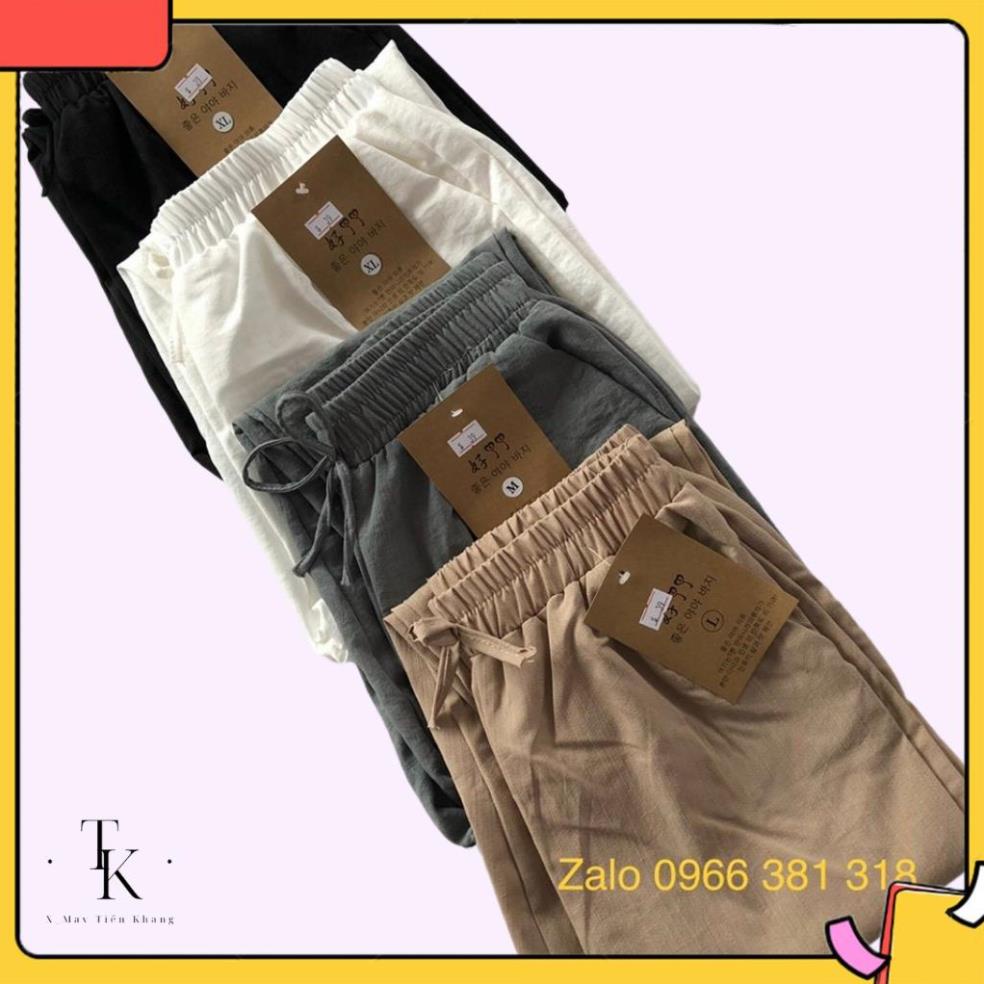 Quần đũi nữ cạp chun banamo quần baggy lưng thun chất đũi nhẹ mát mã 39 xmtk
