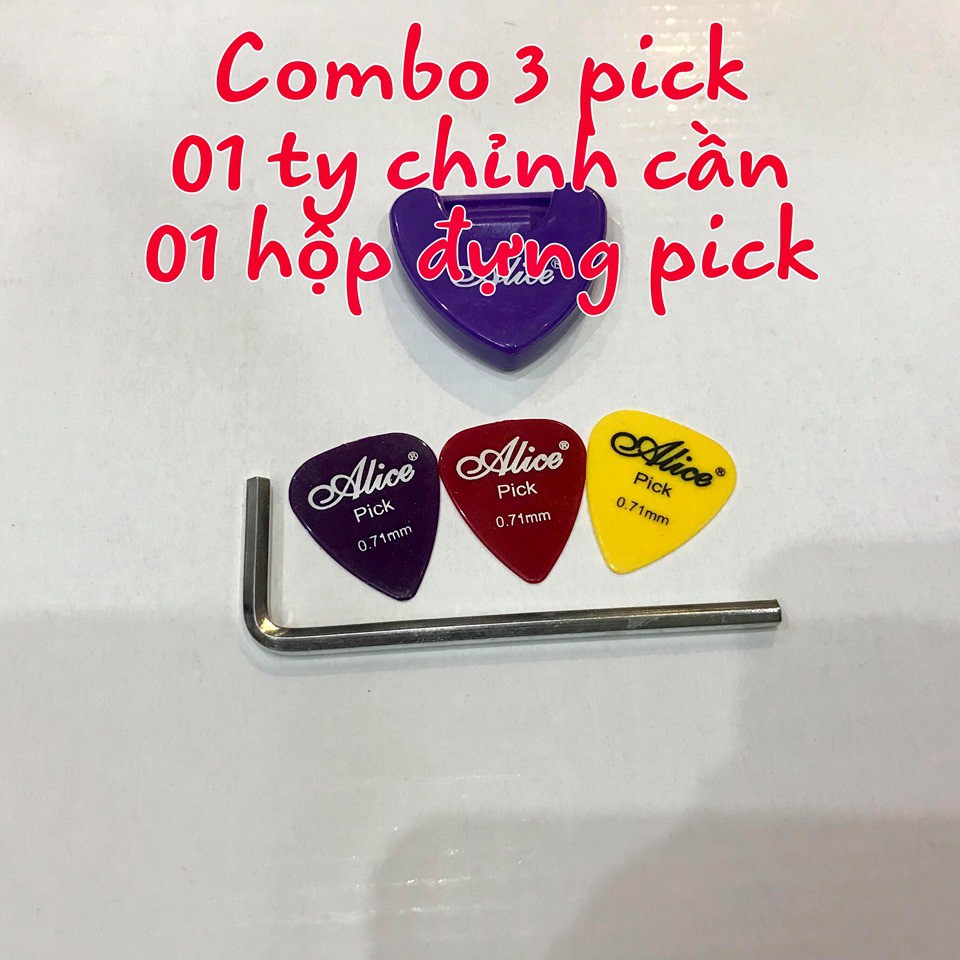 Com bo Ty chỉnh cần 3 pick 01 hộp đựng pick đàn guitar