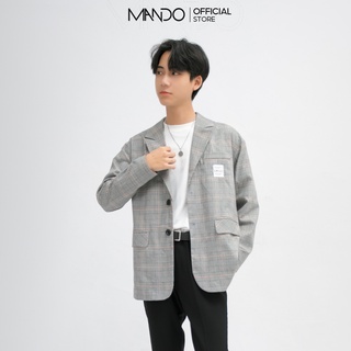 Áo Blazer Nam Dài Tay  MANDO  Thiết kế  Caro 1 Lớp Vải Dạ Basic Thời Trang Hàn Quốc AVN016