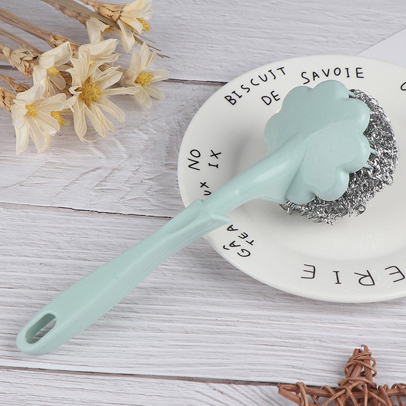 Bàn Chải Chà Nồi Bằng Sợi Thép Không Gỉ Với Tay Cầm Dài Tiện Dụng Cho Nhà Bếp