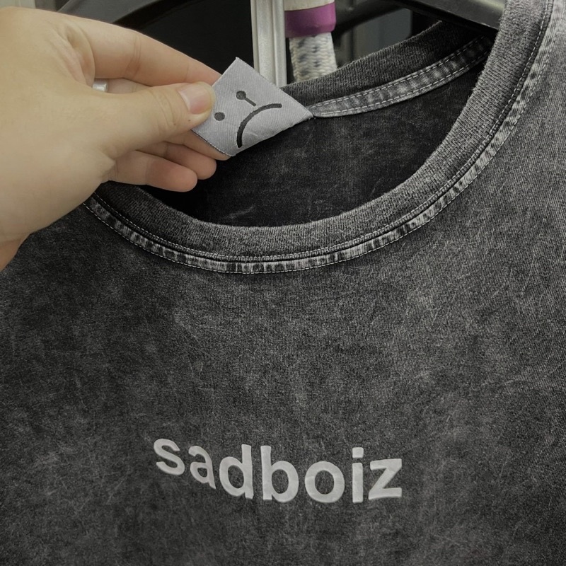 Áo Thun Tay Lỡ Unisex Wash Xám SADBOIZ 🖤 Form Nam Nữ Unisex - Kiểu áo phông cổ tròn form rộng 🖤