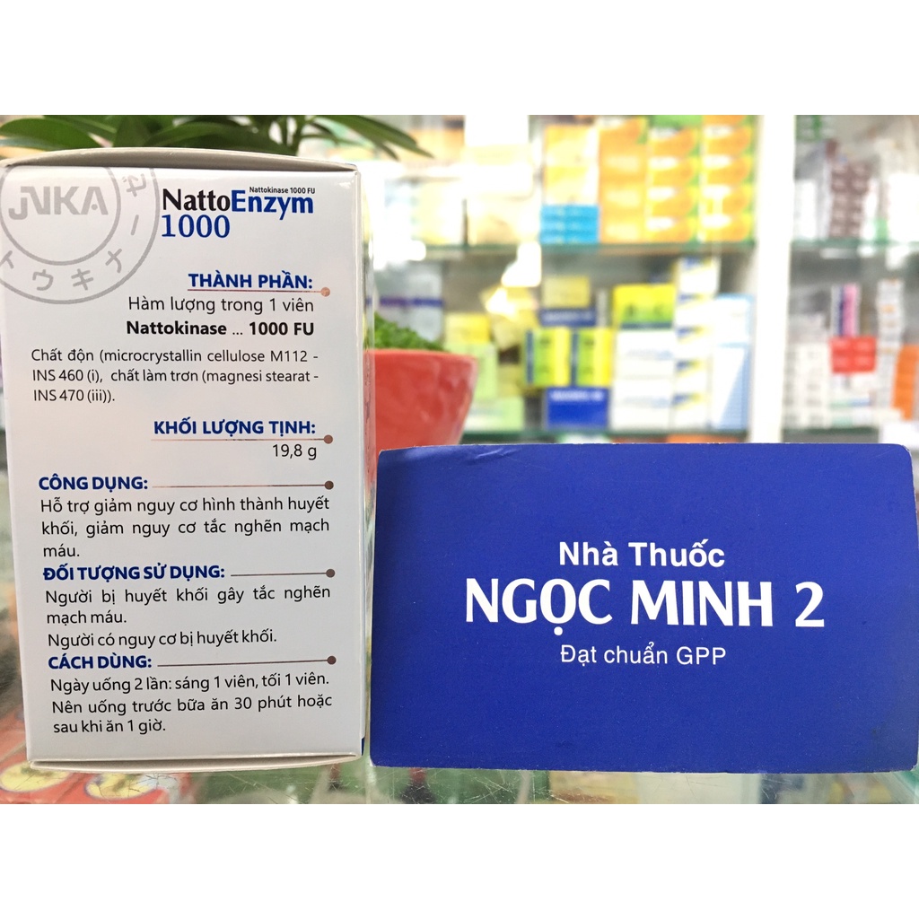 ✅ [Chính Hãng] Natto Enzym 1000   (hộp 60 viên, 20 viên) giúp giảm nguy cơ hình thành cục máu đông nguyên liệu nhật bản