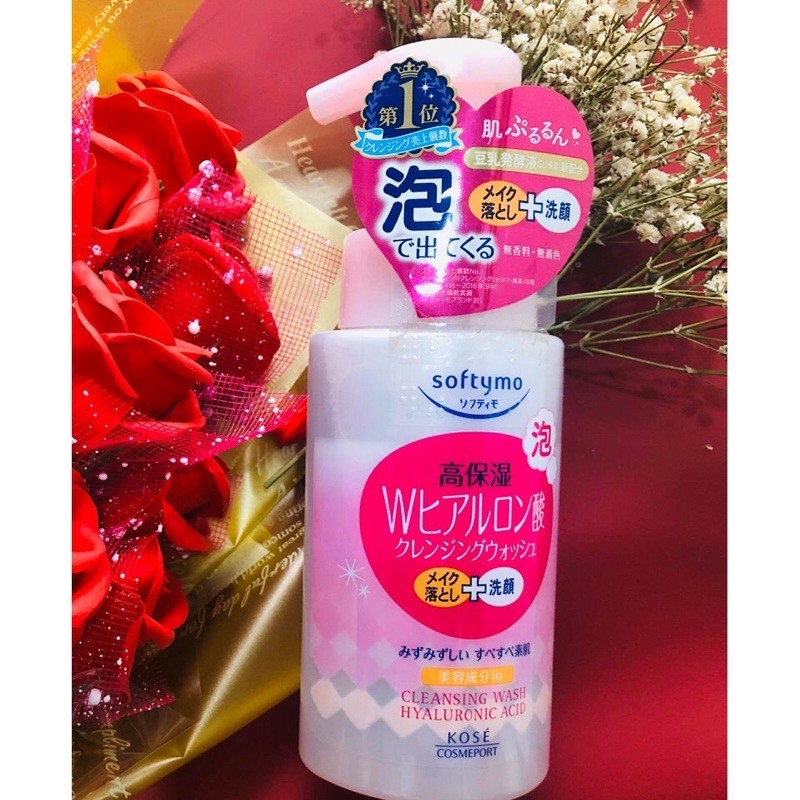Sữa rửa mặt tẩy trang 2 trong 1 Kosé Softymo Cleansing Wash Hyaluronic Acid