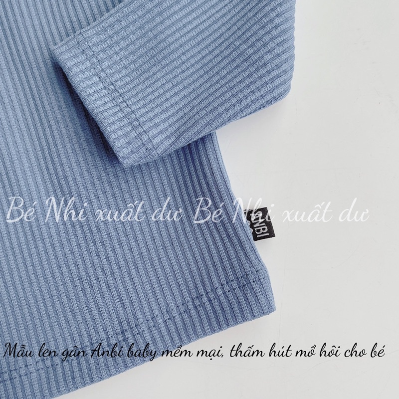 Bộ quần áo thu đông len tăm/ thun gân dài tay cổ trụ 4 nút cho bé trai, bé gái