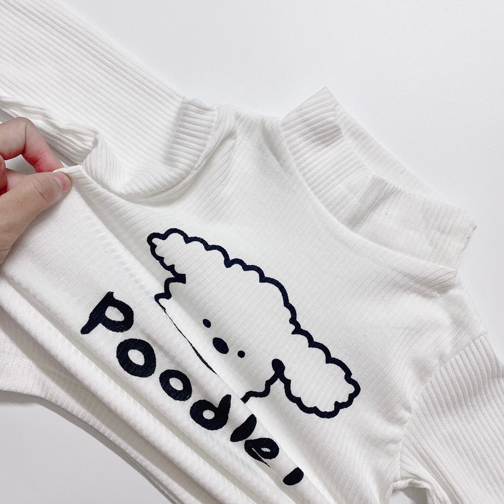 Thun lạnh dài tay cho bé trai, bé gái Poodle Kwoo. Set bộ thun tăm cho trẻ em từ 8 đến 18kg