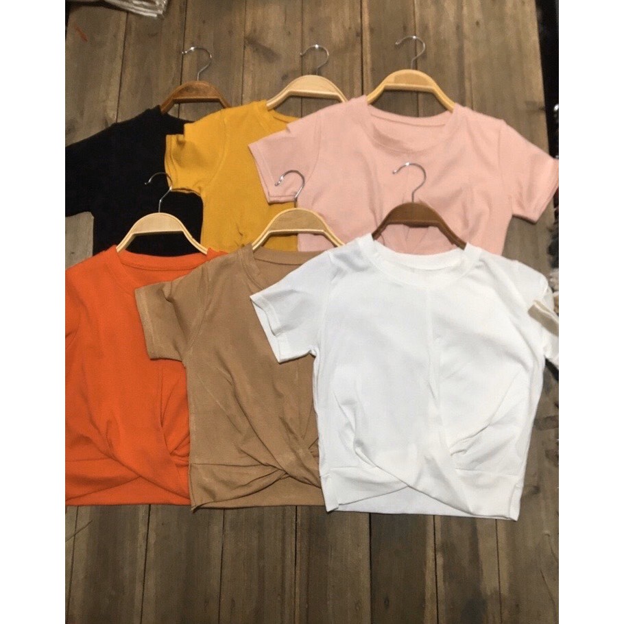 áo croptop xoắn eo điệu đà chất zip cotton