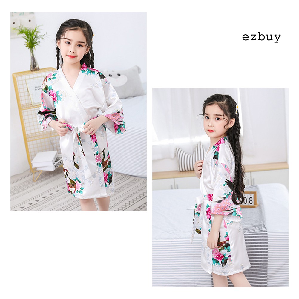 Áo Choàng Ngủ Tay Dài Hoạ Tiết Hoa Cho Bé Gái