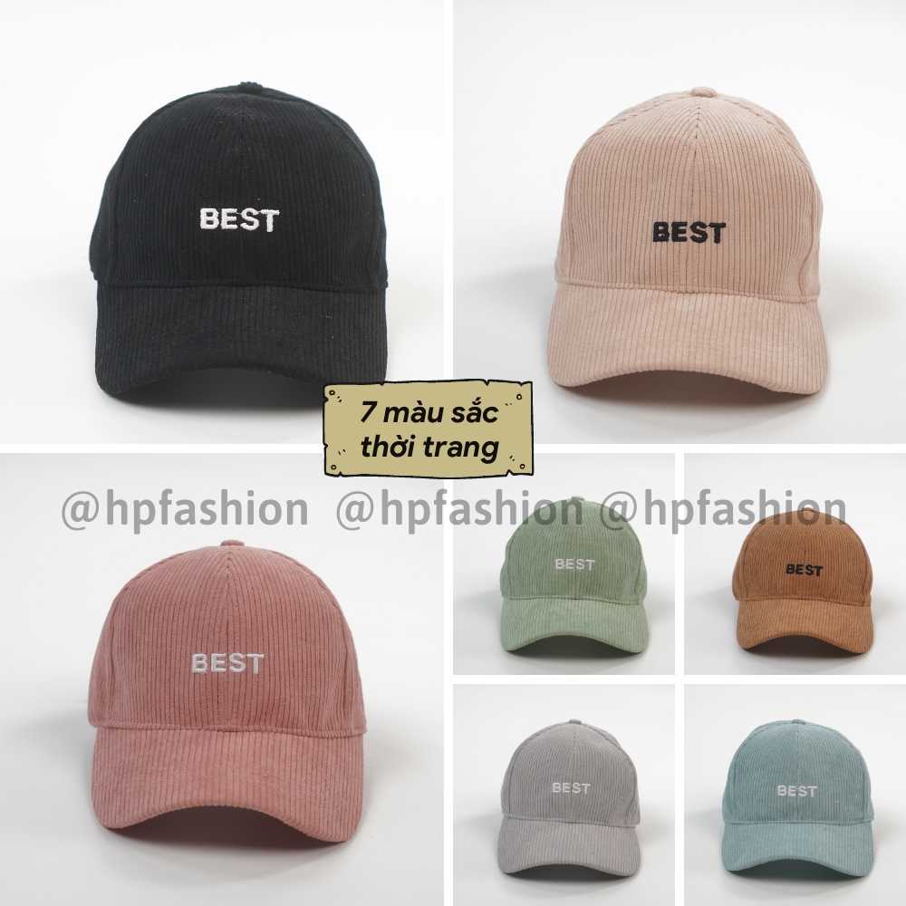 Mũ lưỡi trai ❤️ Nón kết thêu chữ BEST chất nhung tăm cao cấp form unisex nam nữ N57 - Happy Style
