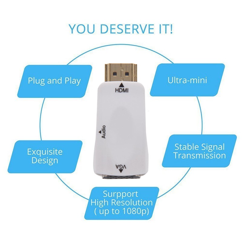 1080P HDMI Male to VGA Female Adapter Video Converter with Audio Outp | BigBuy360 - bigbuy360.vn