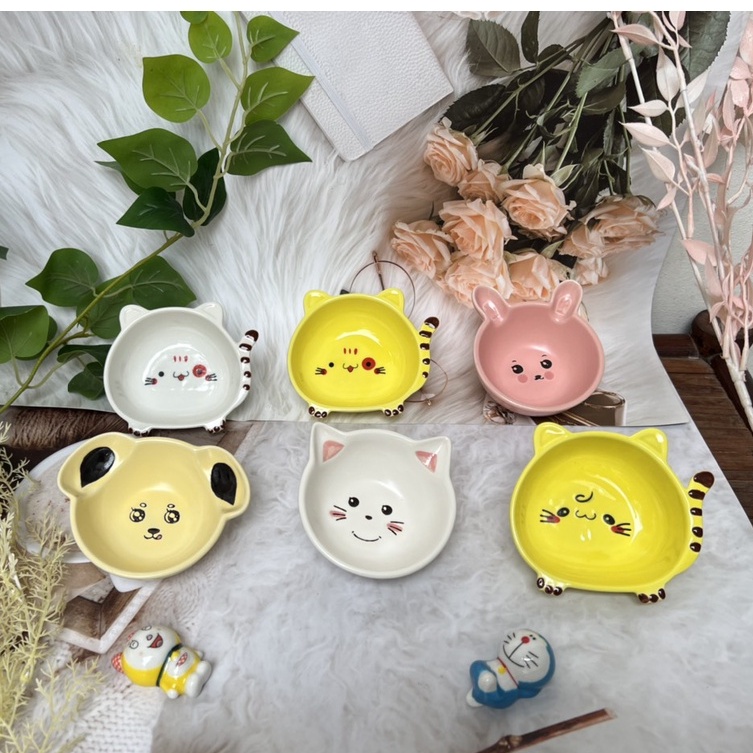 Bát ăn dặm SIÊU CUTEChén ăn dặm, Hình chó, thỏ, mèo... decor trang trí đáng yêu S158.