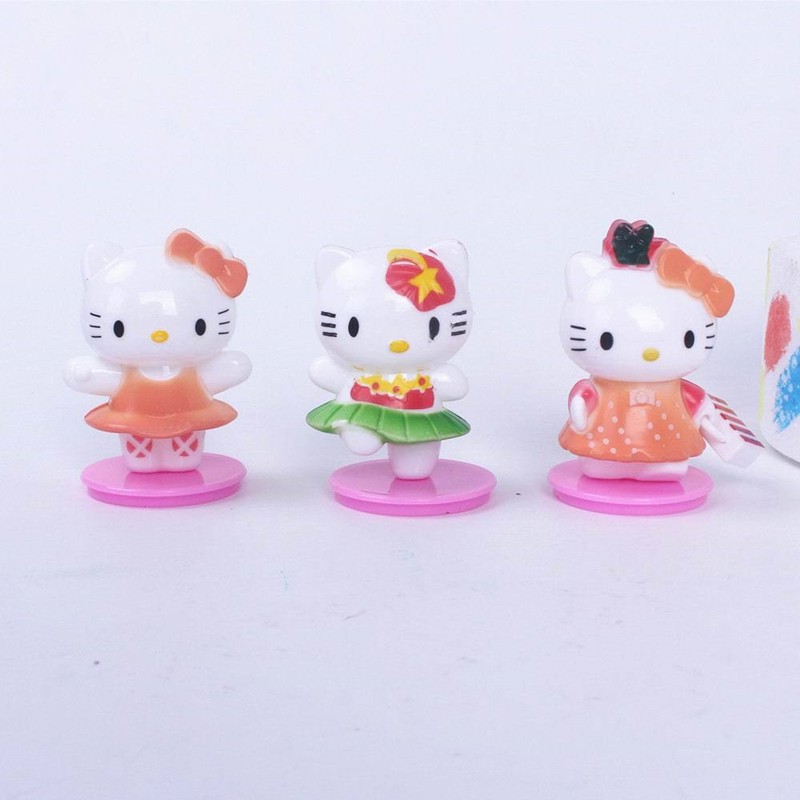 Set 8 Que Cắm Trang Trí Bánh Hình Mèo Hello Kitty