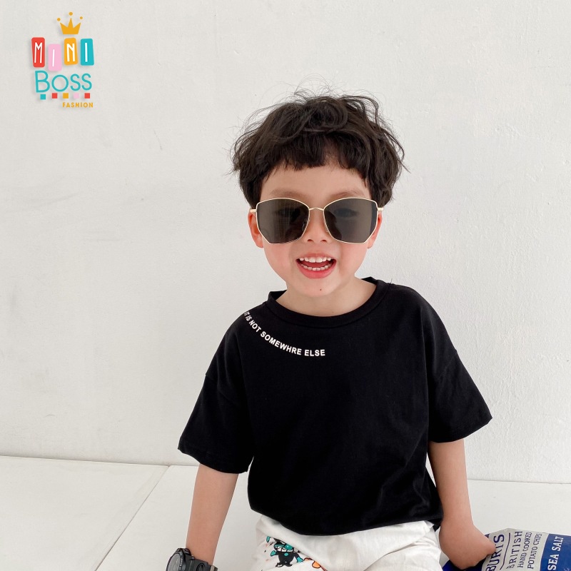 Áo thun cho bé trai bé gái chất cotton mềm MiniBoss | Áo thun tay lỡ cho bé Quảng châu