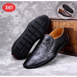 [ FREESHIP ] Giày Lười Da Nam-Da Bò Dập Vân Cá Sấu Nổi
