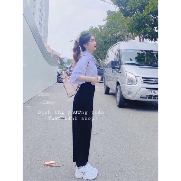 Set đồ nữ đi chơi,Set sơ mi trắng tay lỡ đi học quần ống rộng hot trend phong cách Hàn Quốc trẻ trung năng động