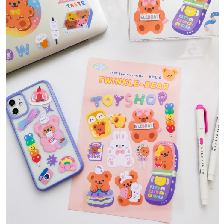 [Hàng mới về] Set Nhãn dán Sticker Gấu Brown Twinkle- Bear