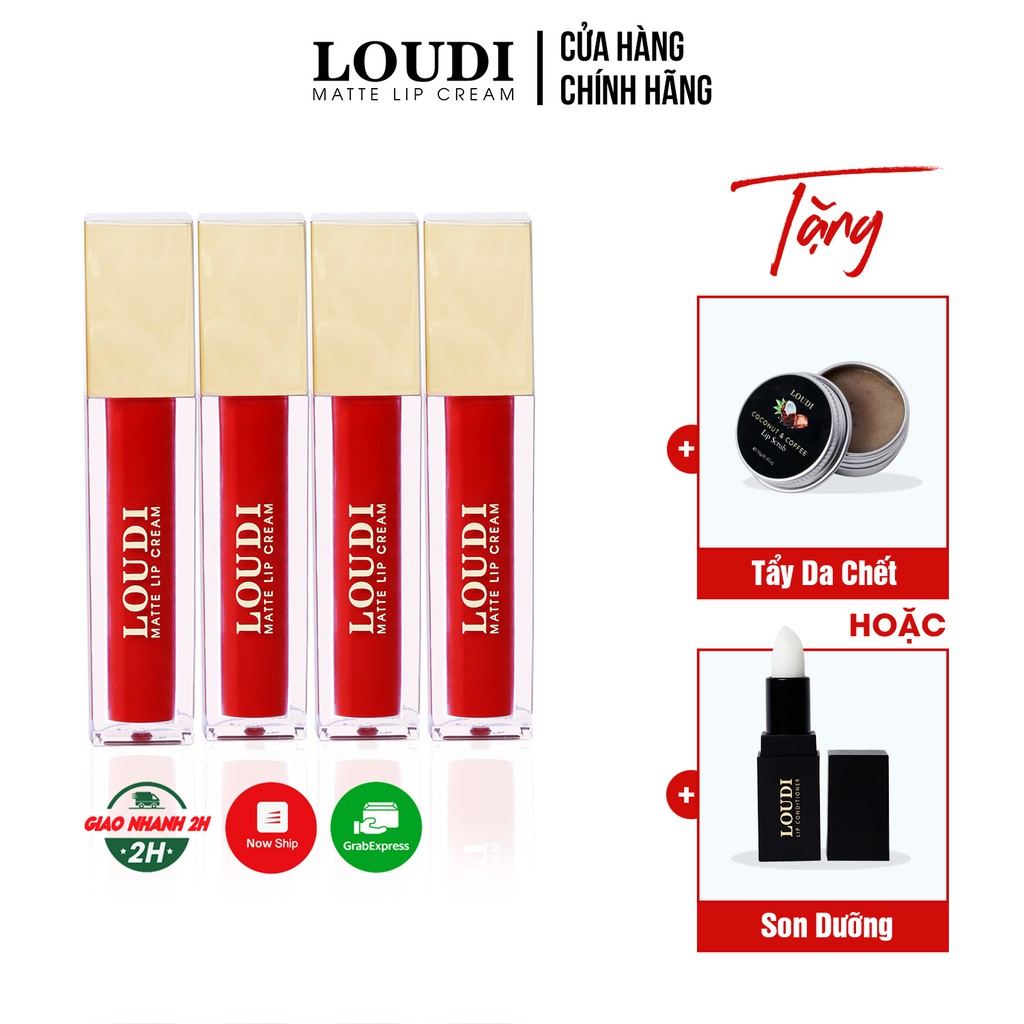 Combo 4 son kem lì Loudi Matte Lipcream 5g chính hãng