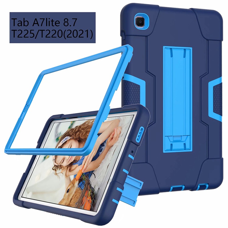 Ốp bảo vệ máy tính bảng chống sốc có giá đỡ cho Samsung Galaxy Tab A7 Lite 8.7inch Sm T220 T225
