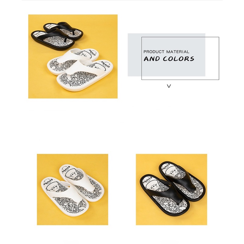 Dép Xỏ Ngón Đế Dày 3cm In Họa Tiết graffiti Màu Trắng Đen Dễ Thương Cho Cặp Đôi