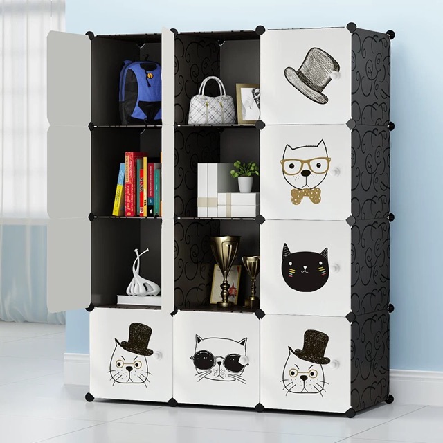 TỦ NHỰA LẮP GHÉP ĐA NĂNG 12 Ô SIZE TO, SÂU 47CM ( chọn mẫu theo phân loại hàng )