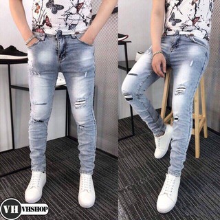 QUẦN JEAN NAM XANH TRẮNG XÁM RÁCH GÔI 32