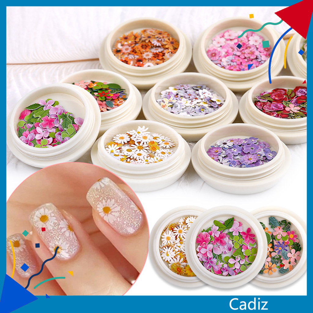 [Hàng mới về] Hộp 50 miếng dán trang trí móng tay nghệ thuật họa tiết hoa khô xinh xắn thời trang