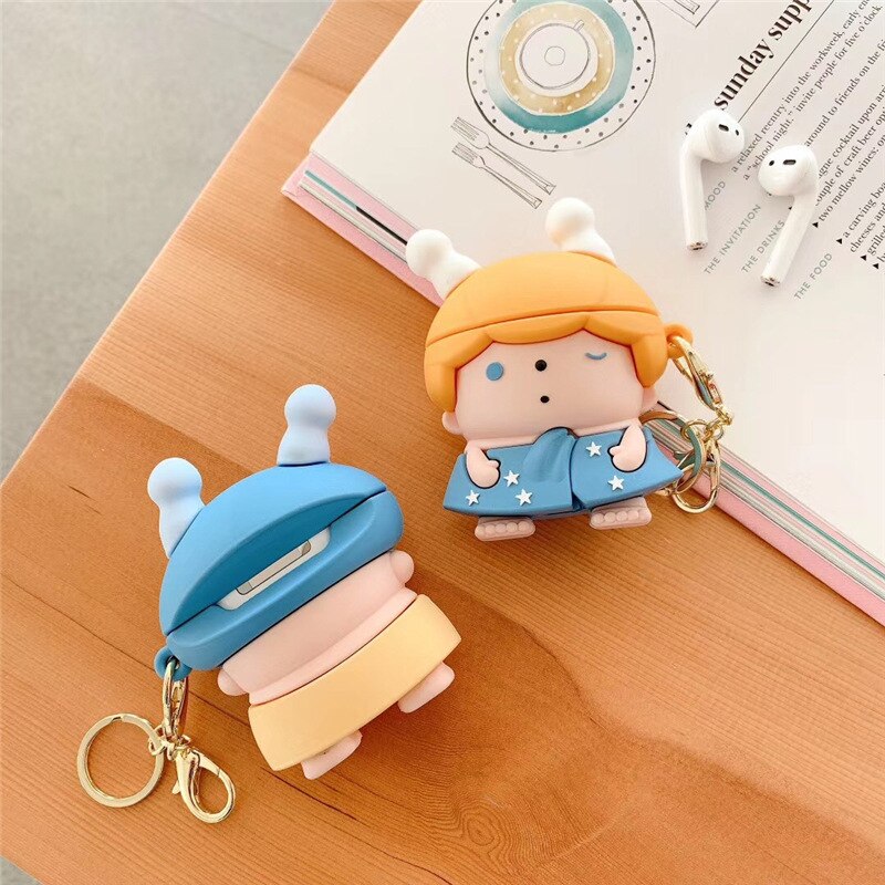 Cute Cartoon 3D Sleeping Baby Boy Girl Couple Headphone Case For AirPods 1 2 Sleep Child Soft Wireless Bluetooth Earphone Cover