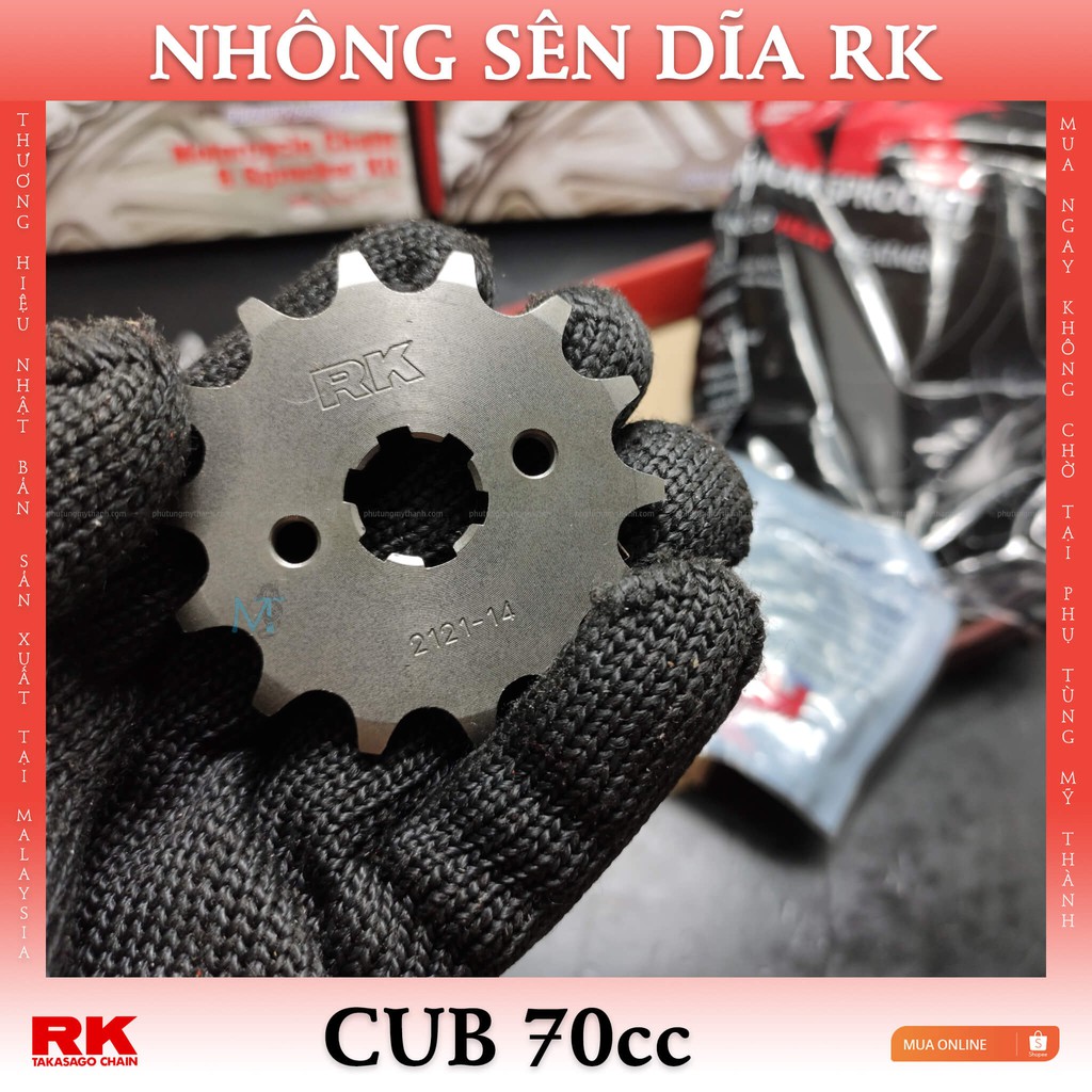 Nhông sên dĩa RK xe Cub 70cc thương hiệu Nhật Bản