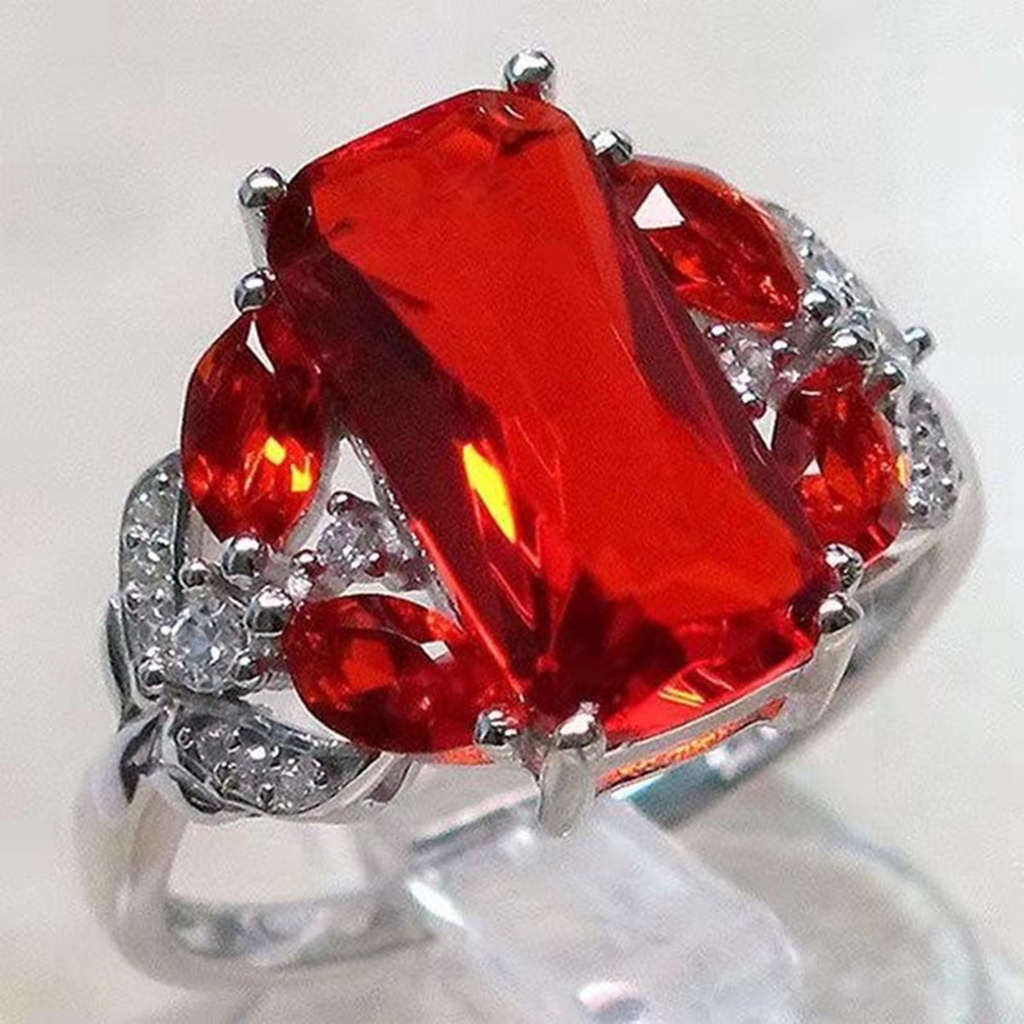 Nhẫn đính đá xanh nhân tạo thời trang