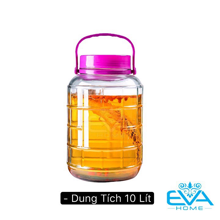 Bình Ngâm Thủy Tinh Quai Xách Nắp Tím 10 Lít – QX10L M1064