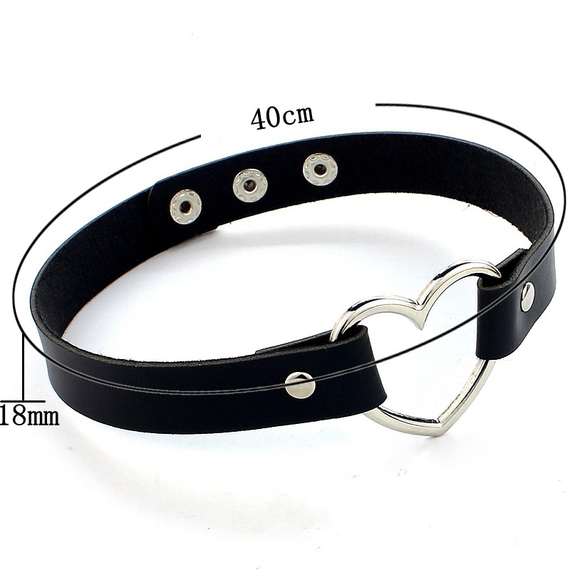 Vòng cổ choker vải da PU khảm đinh tán hình trái tim nhiều kiểu phong cách Harajuku punk cá tính