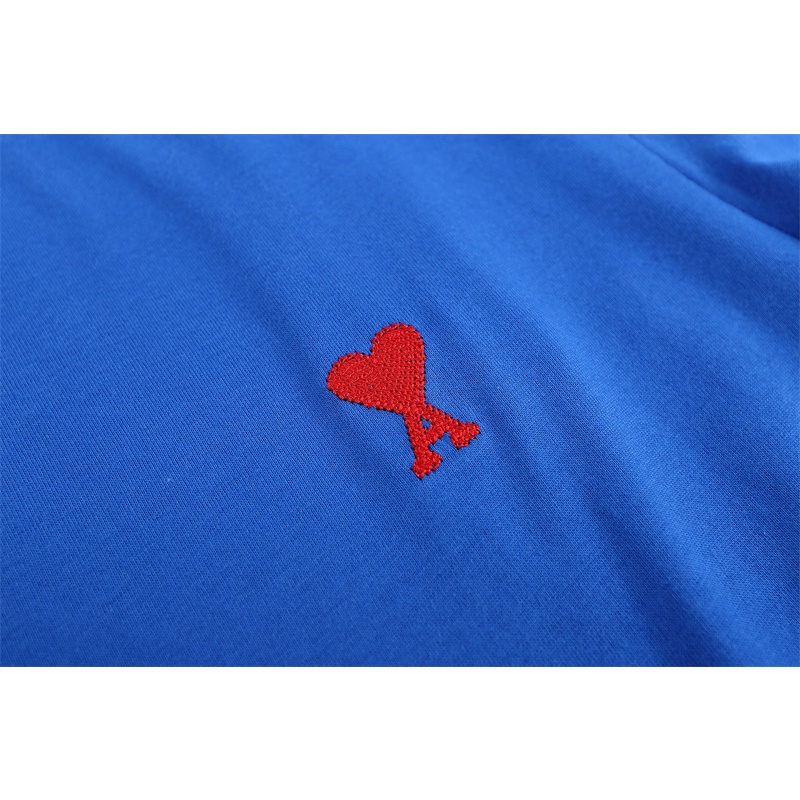 A8mi- Áo Thun Tay Ngắn Thoải Mái Phong Cách Bạn Trai Mùa Xuân Và Mùa Hè Phiên Bản Thêu Trái Tim Nhỏ Trên Ngực Đỏ JgFjgjgf