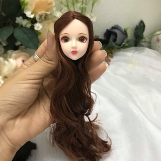 Đầu búp bê Xinyi tóc dài 23cm mắt 3D