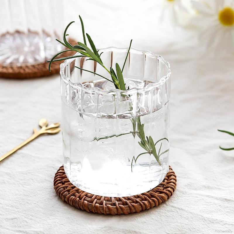 Ly thủy tinh sọc chịu nhiệt uống trà lắc sữa đa năng 260/350ml