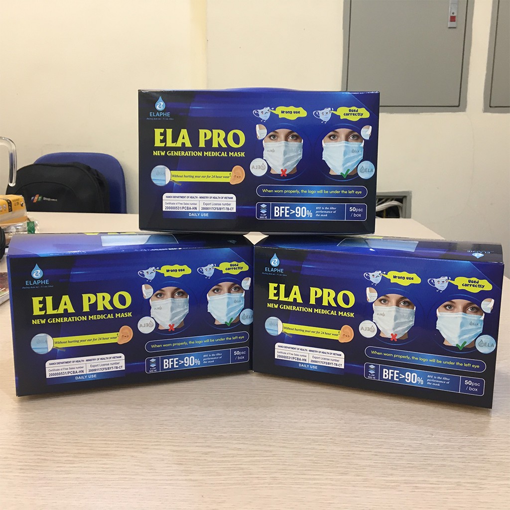 Khẩu trang y tế 24h không đau tai Ela Pro kháng khuẩn 4 lớp có bán lẻ | BigBuy360 - bigbuy360.vn