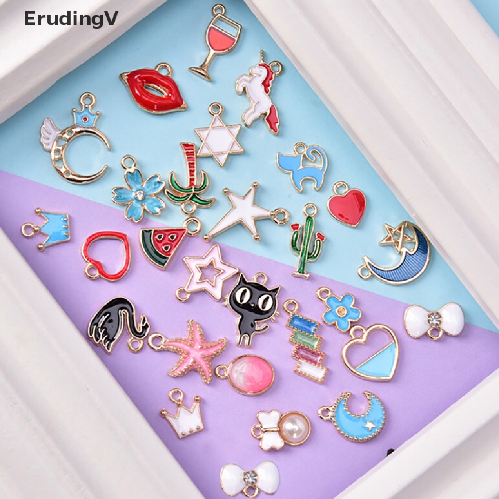 Bộ 30 Mặt Dây Chuyền Hình Động Vật / Trái Cây / Ngôi Sao / Trái Cây Tráng Men Dùng Làm Trang Sức Thủ Công DIY