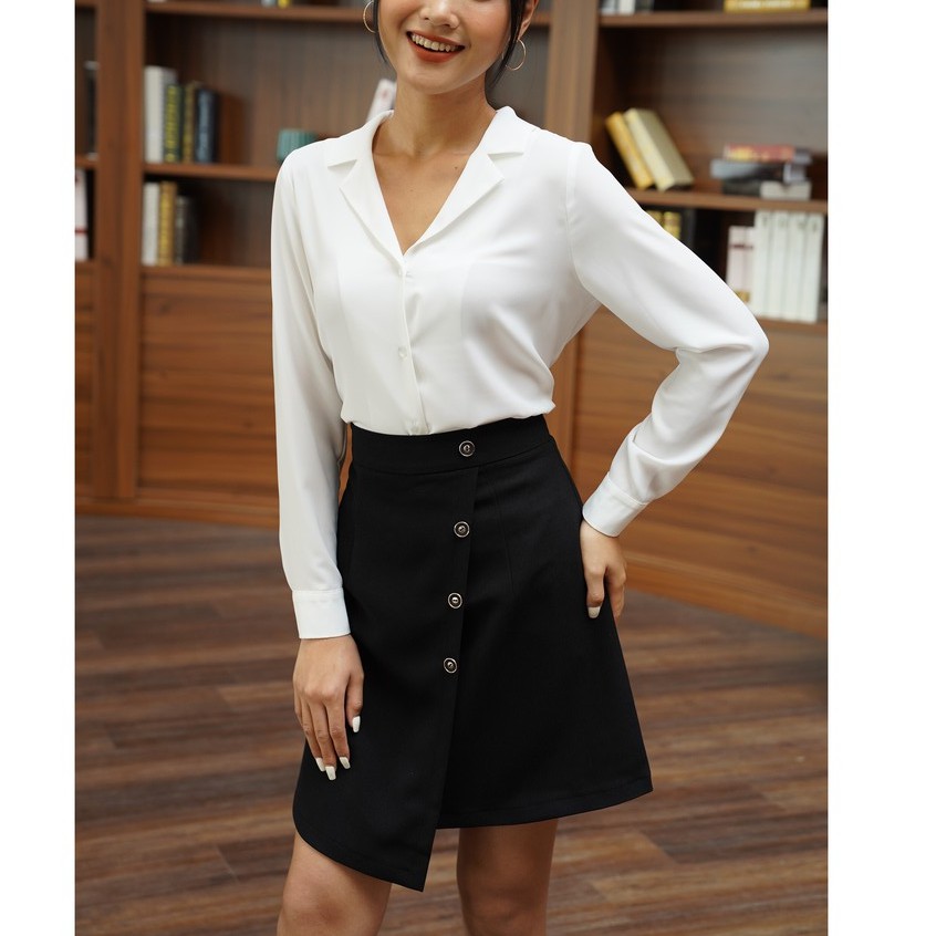 Chân váy chữ A đắp tà chéo phối khuy cv1002 - Evanus | BigBuy360 - bigbuy360.vn
