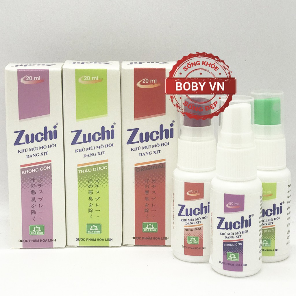 Xịt nách khử mùi hôi Zuchi 20ml (Tím + Xanh lá + Đỏ)