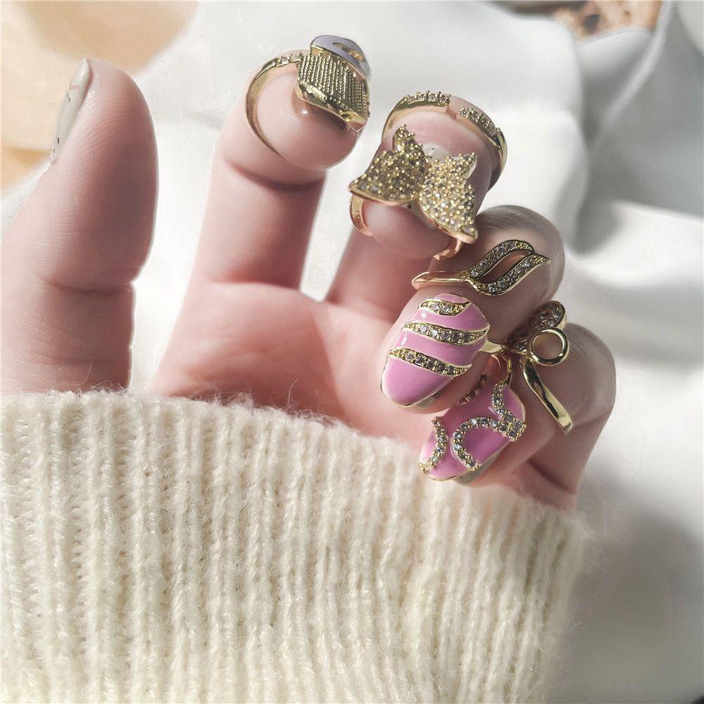 Nhẫn Đeo Ngón Tay Thời Trang Cá Tính|Vỏ Bọc Bảo Vệ Móng Tay Màu Sắc Thời Trang